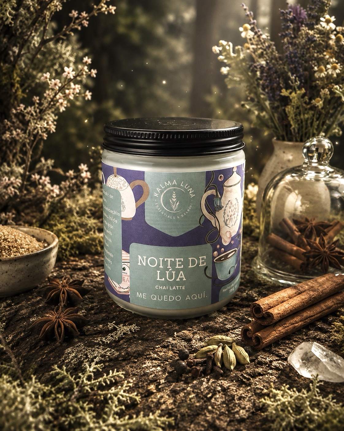 Vela Noite de Lúa- Chai Latte - Colección Raíces