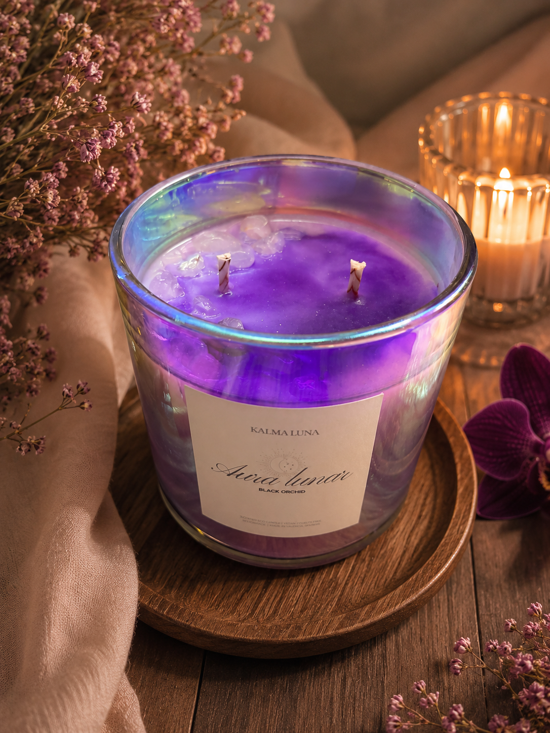 Vela Aura Lunar – Orquídea Negra - Imagen 3