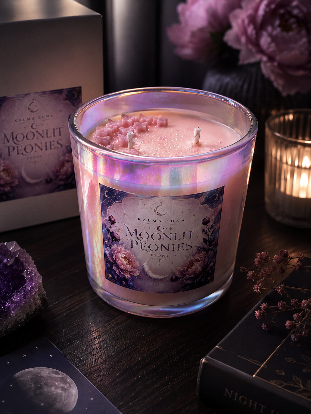 Vela Moonlit Peonies - Peonía - Aura Lunar - Imagen 4