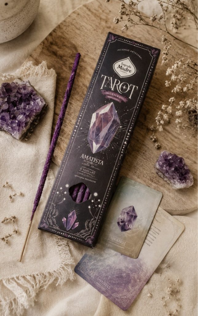 Incienso Tarot Gemas Amatista - Violeta y Naranja - Sagrada Madre