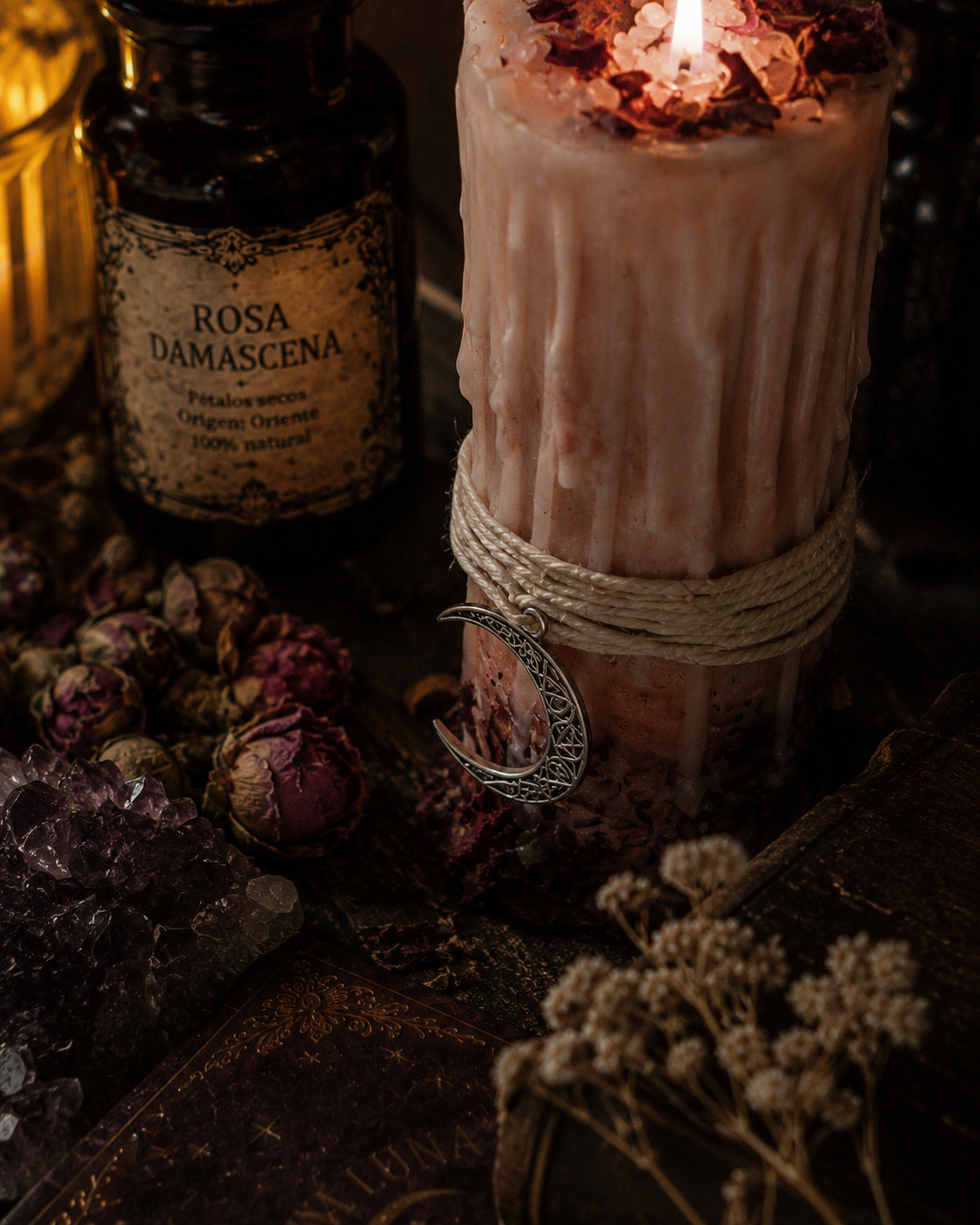 Rosa de Sal - Vela ritual botánica - Herbario de Luna - Imagen 2
