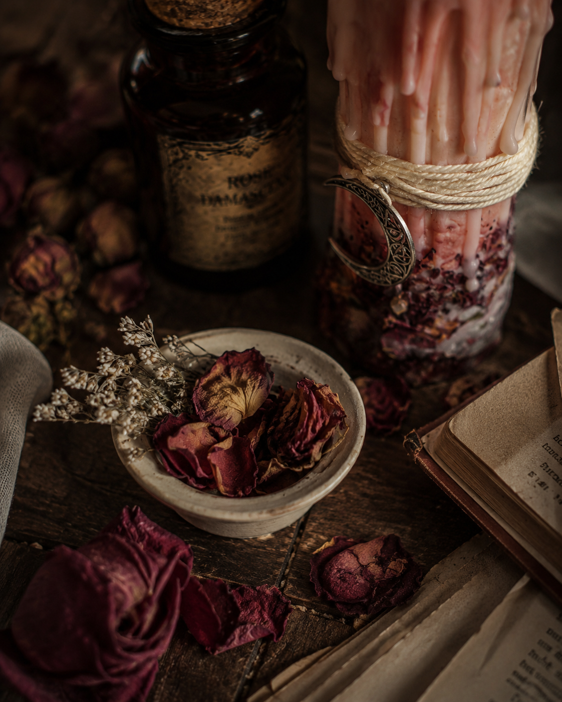 Rosa de Sal - Vela ritual botánica - Herbario de Luna - Imagen 4